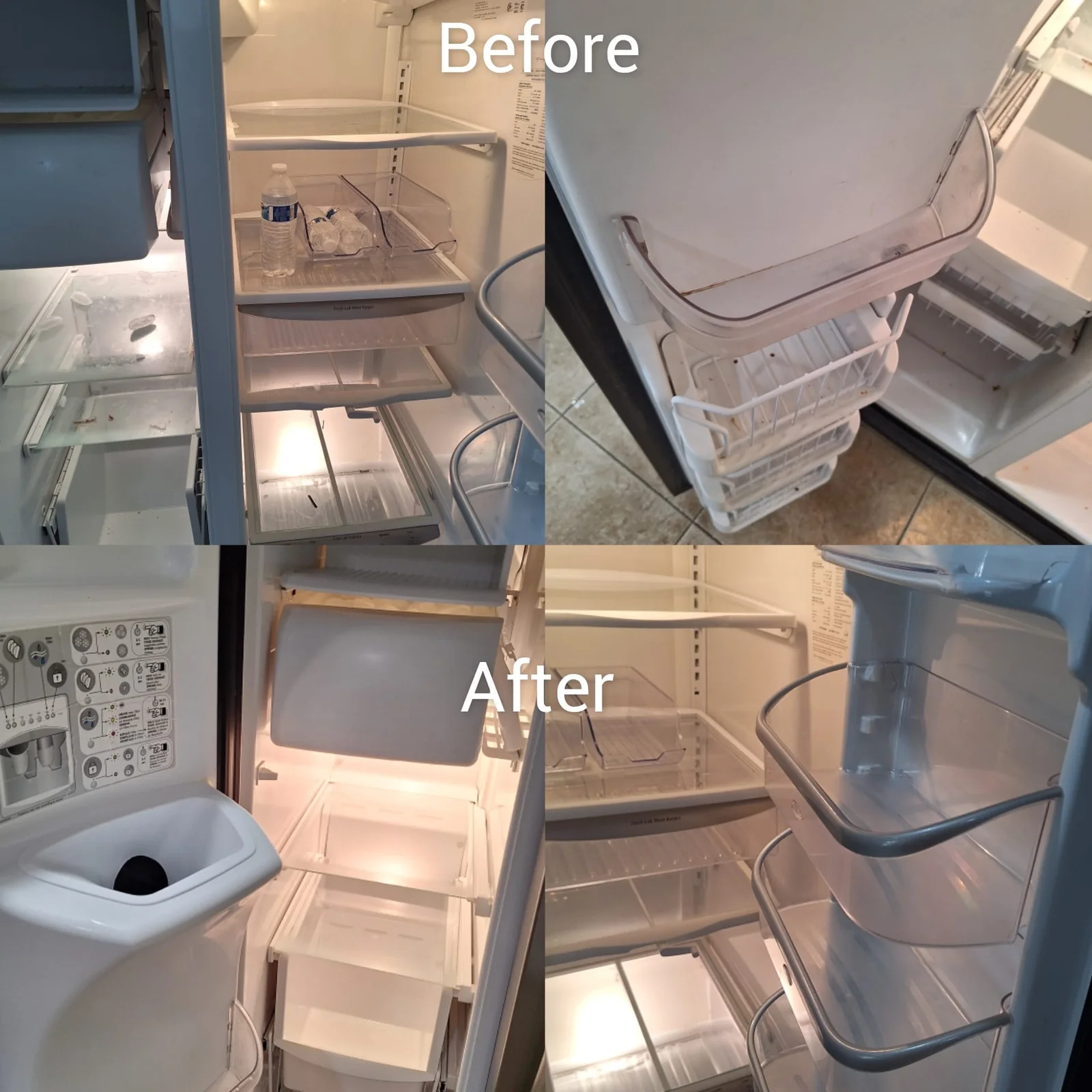 Refrigerator cleaning before and after